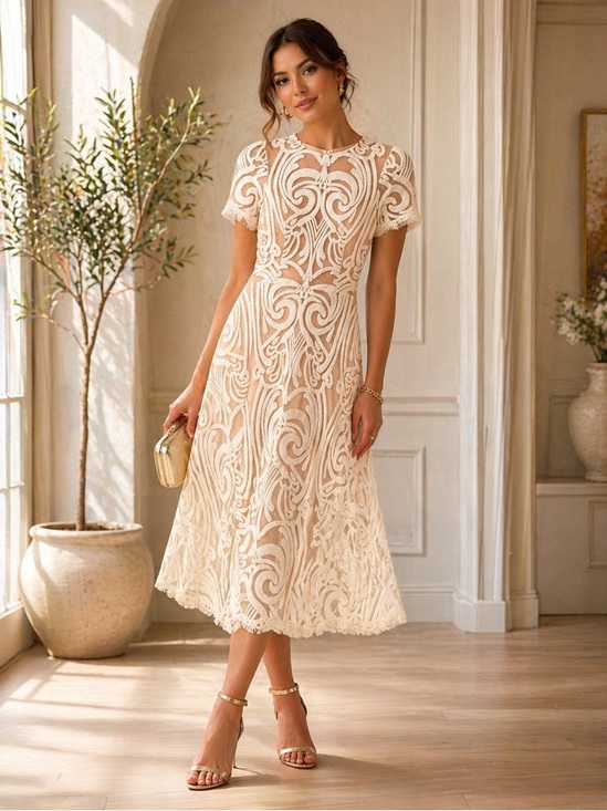 Helsi Dresses & Skirts - Helsi Annette Lace Midi Cocktail Dress in white  Size XS Preloved - flaw noted